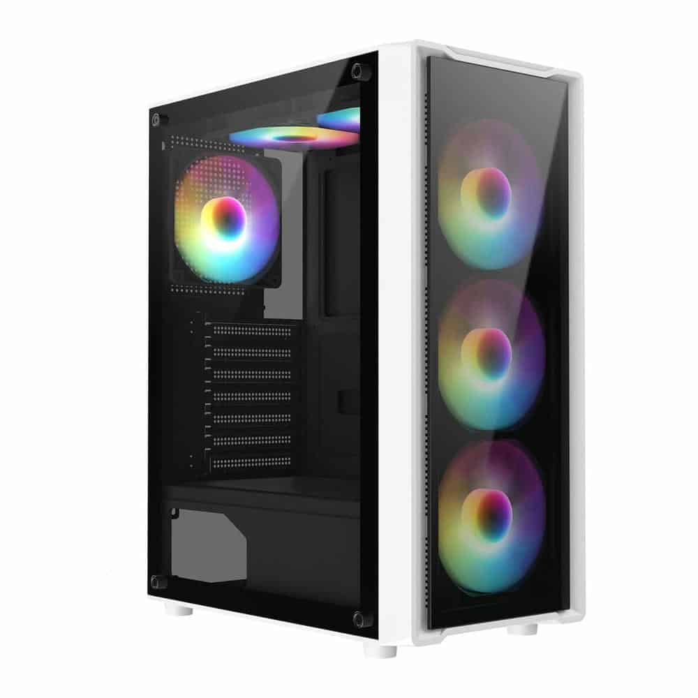 CiT Blade White Mid Tower Tempered Glass PC Gaming Case